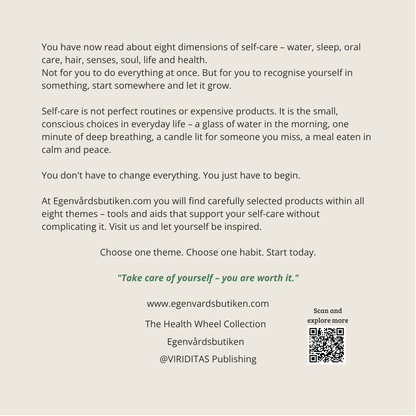 Your Guide – Self-Care for Real, back cover with QR code to The Health Wheel Collection.
