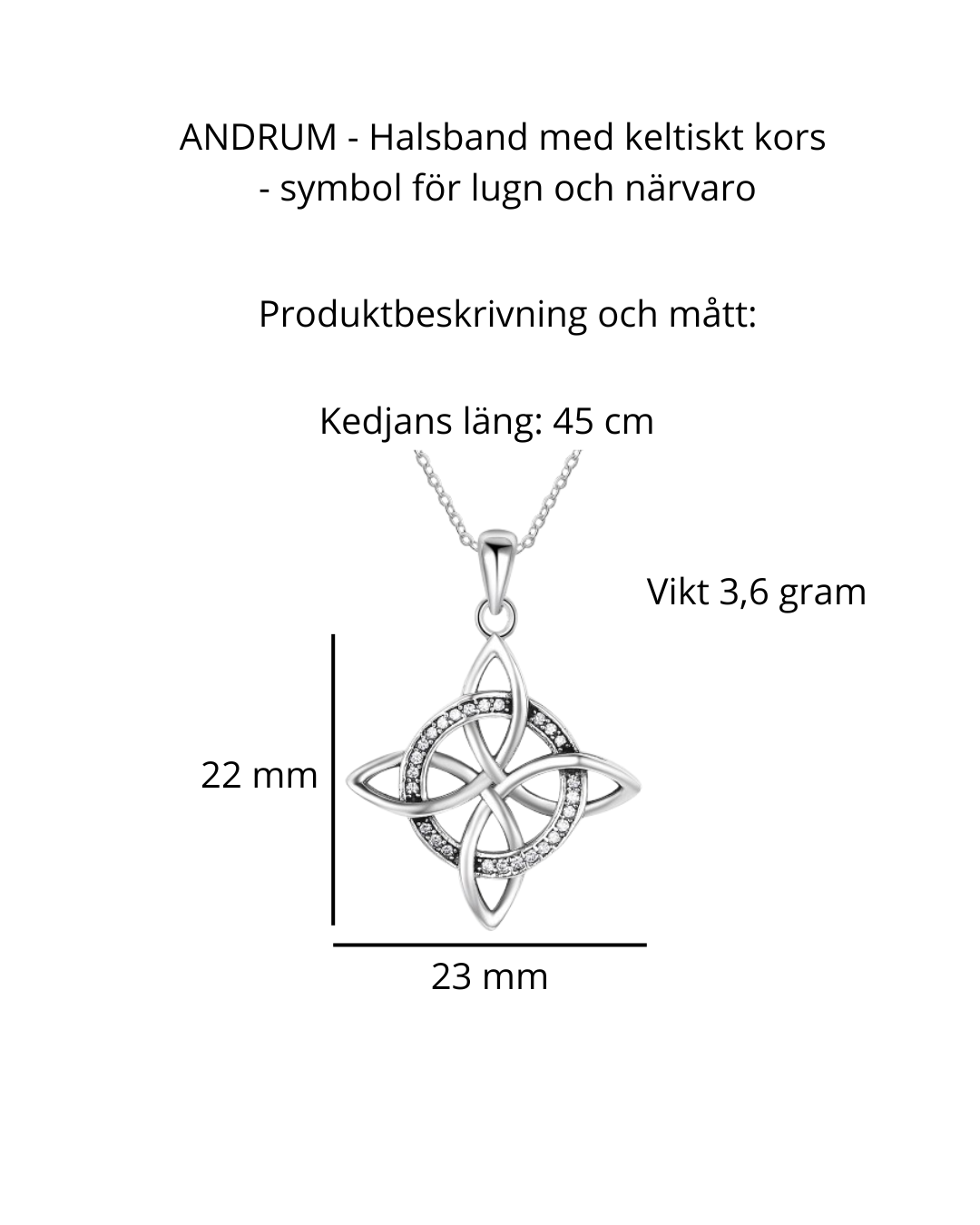 ANDRUM – Halsband med keltiskt kors – symbol för lugn och närvaro