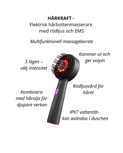 HÅRKRAFT – Elektrisk hårbottenmasserare med rödljus och EMS