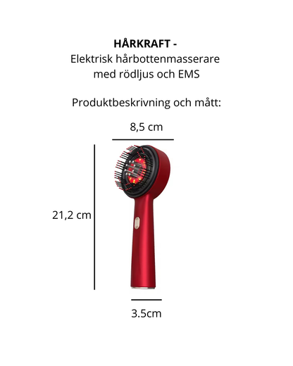 HÅRKRAFT – Elektrisk hårbottenmasserare med rödljus och EMS