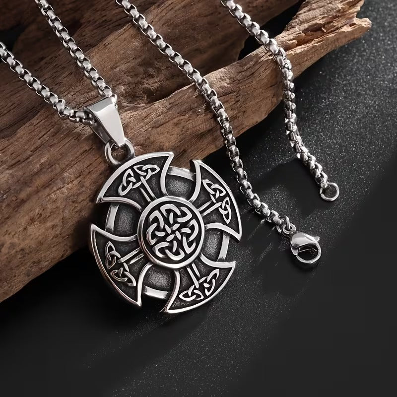 SKÖLDRO – Halsband med vikingakors och keltisk knut (unisex)