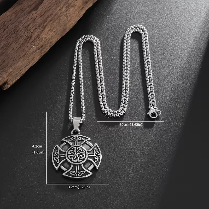 SKÖLDRO – Halsband med vikingakors och keltisk knut (unisex)